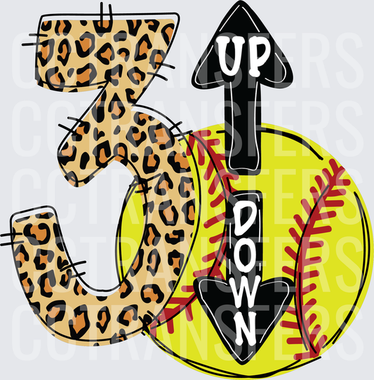 3 Up 3 Down Leopard Print Softball (DTF)