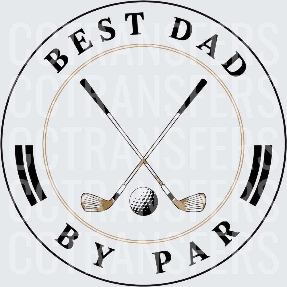 Best Dad By Par Crossed Golf Clubs Badge (DTF)