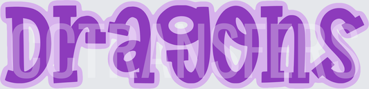 Purple Dragons Bold Bubble Letter Mascot Word (DTF)