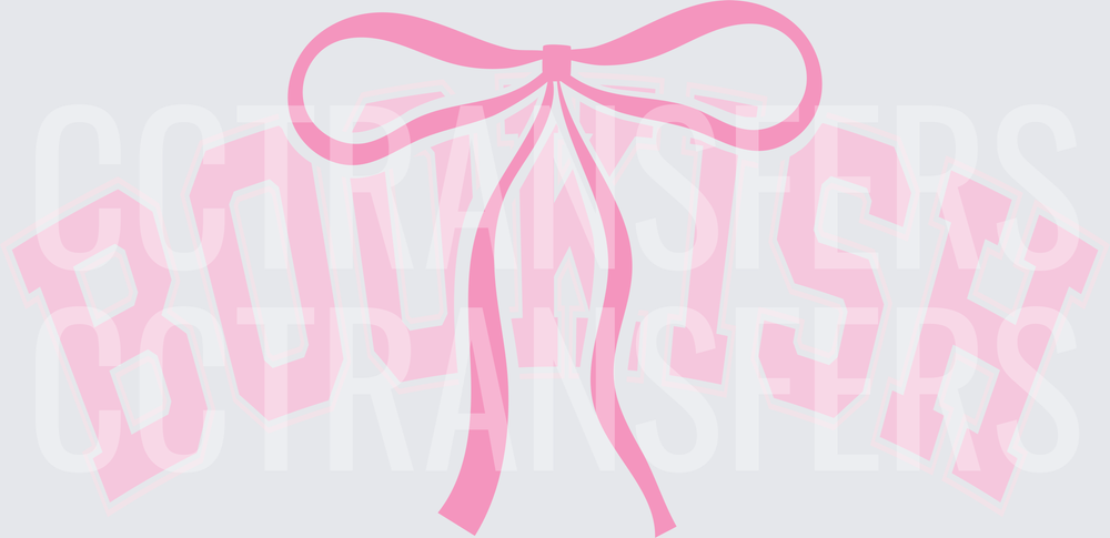 Bookish Varsity Arch Pink Bow Ribbon (DTF)
