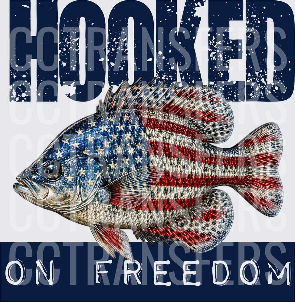 Hooked On Freedom American Flag Crappie Fish (DTF)