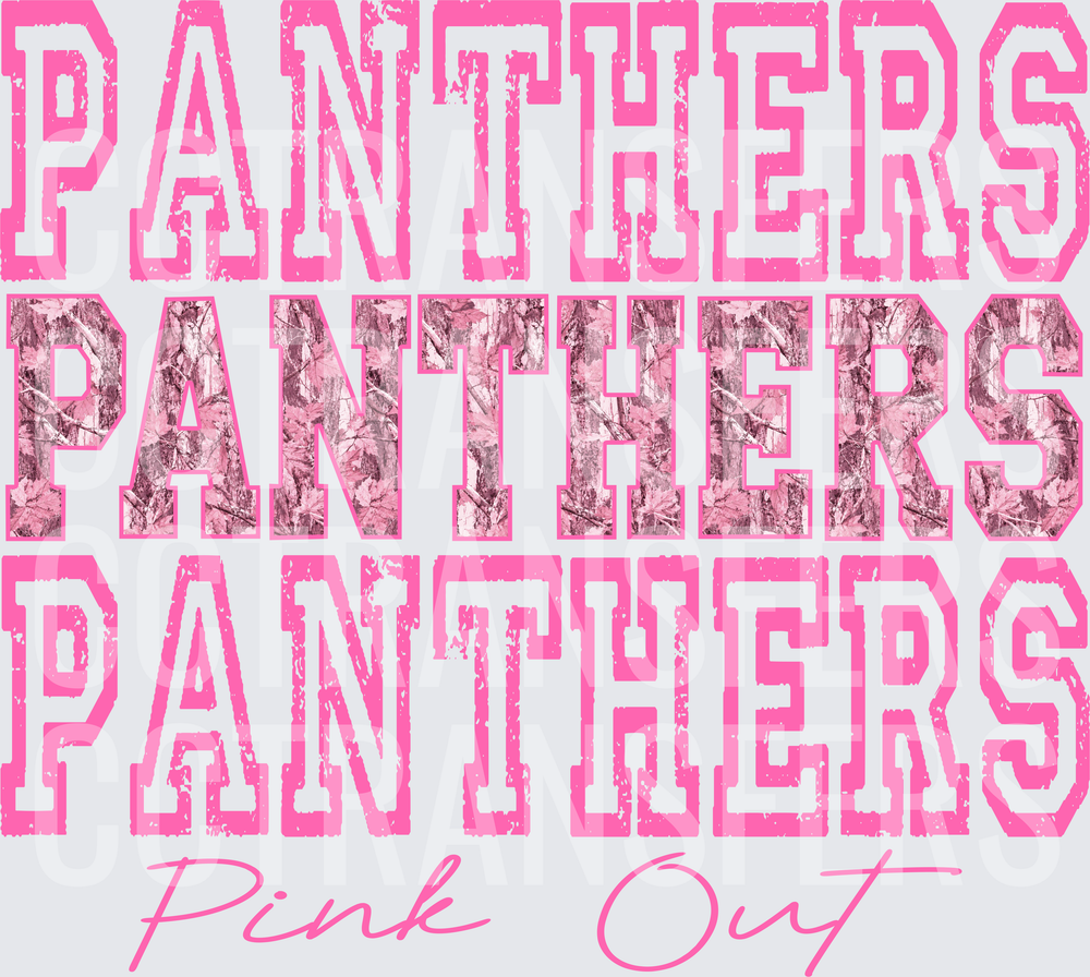 Panthers Pink Out Triple Stack Pink Camo Varsity Block (DTF)