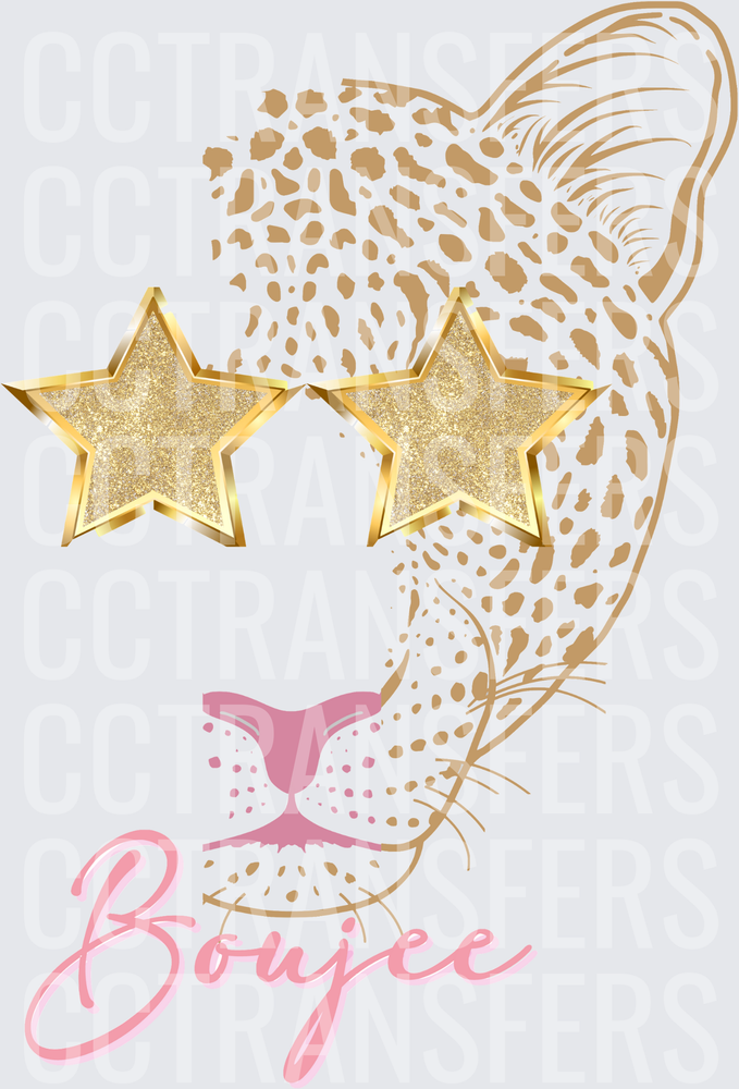 Boujee Glam Leopard with Gold Star Sunglasses (DTF)