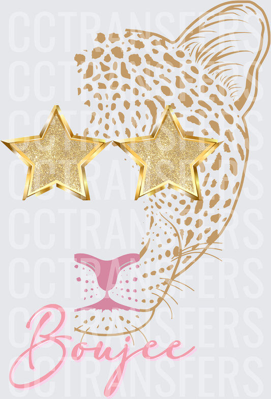 Boujee Glam Leopard with Gold Star Sunglasses (DTF)