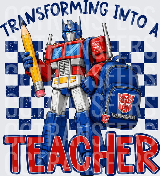 Transforming Into A Teacher Robot Pencil Backpack (DTF)