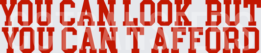 You Can Look But You Can't Afford Bold Red Text (DTF)