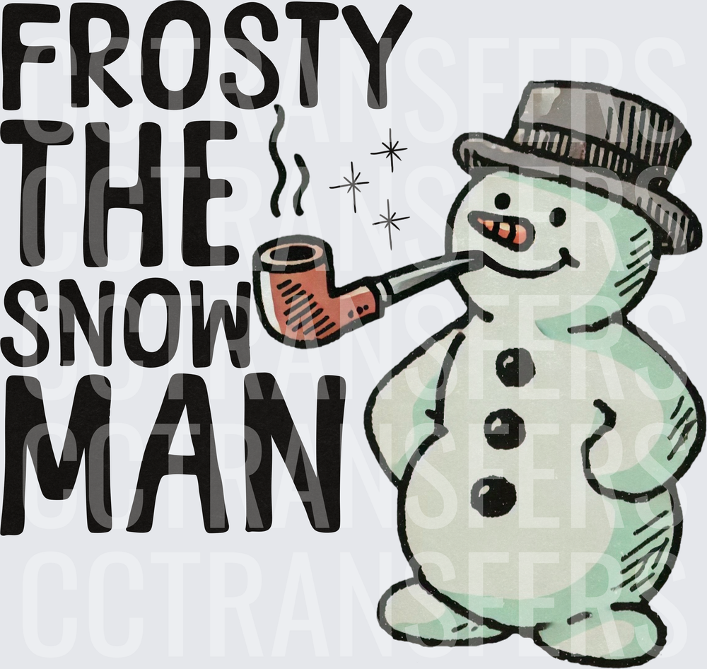 Frosty The Snow Man Snowman With Top Hat And Pipe (DTF)