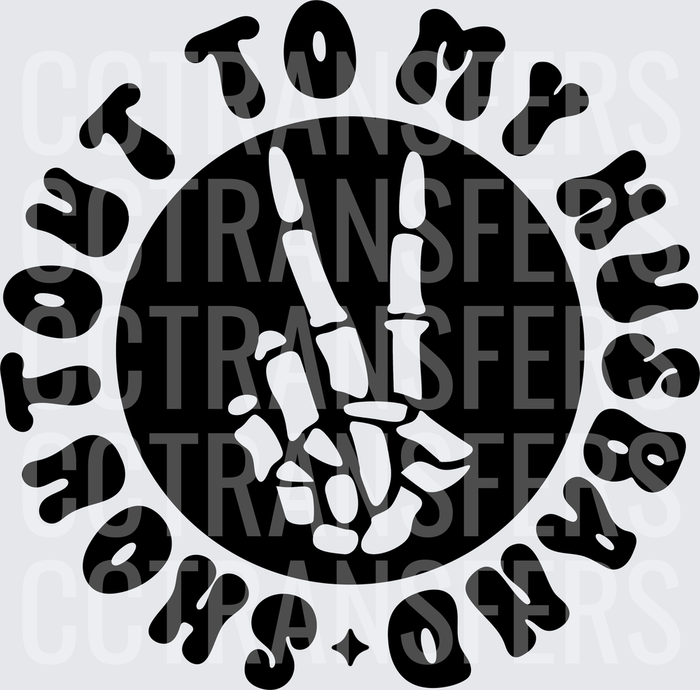Shoutout To My Husband Skeleton Peace Hand Circle (DTF)