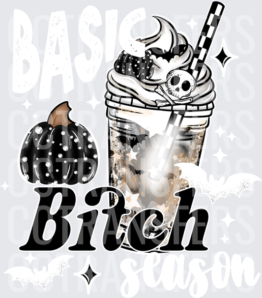 Bitch Halloween Frappuccino Black Pumpkin Skull Bats (DTF)