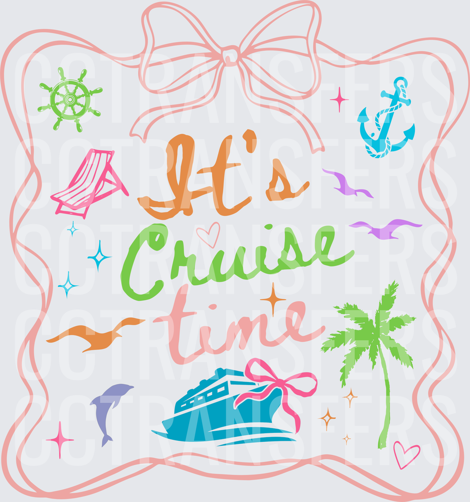 It's Cruise Time Bow Anchor Ship Palm Tree (DTF)