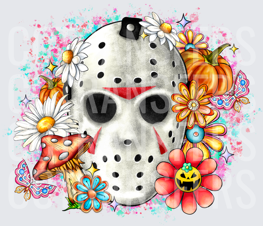 Groovy Horror Mask Floral Halloween Pumpkin Mushroom (DTF)