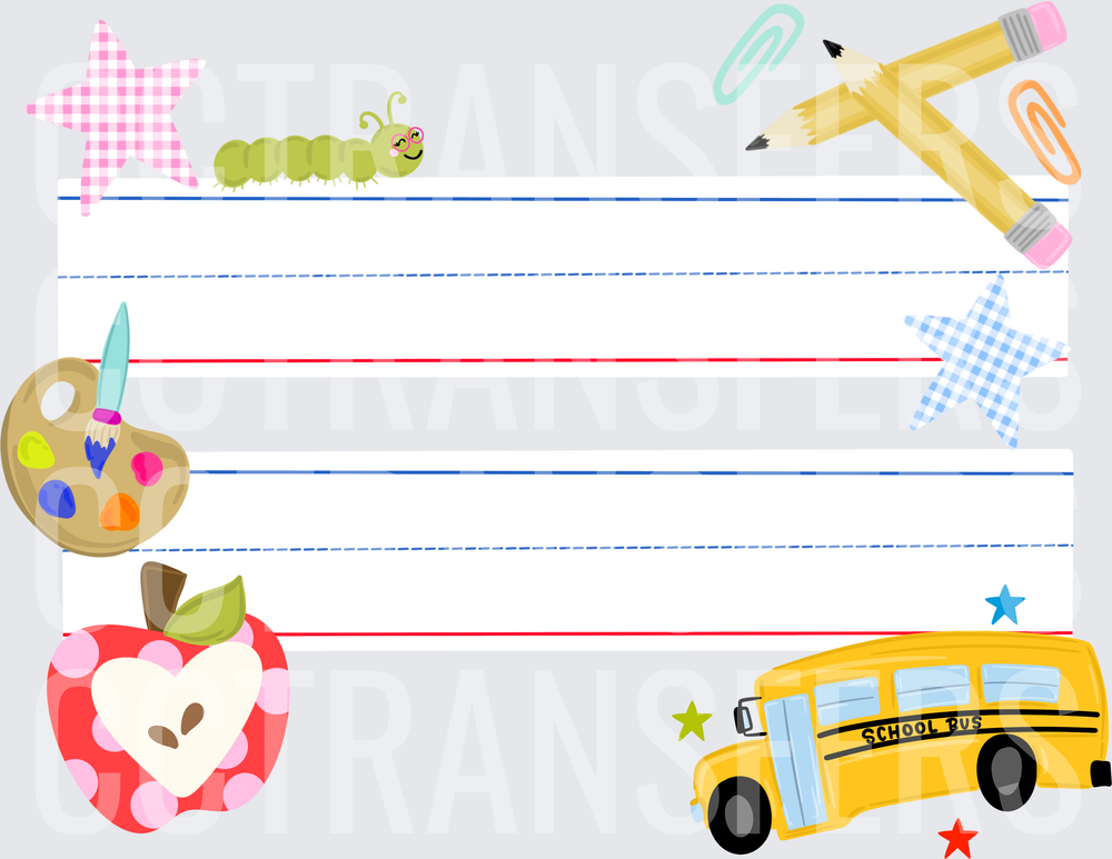 Back to School Name Tag Label Set with Caterpillar (DTF)