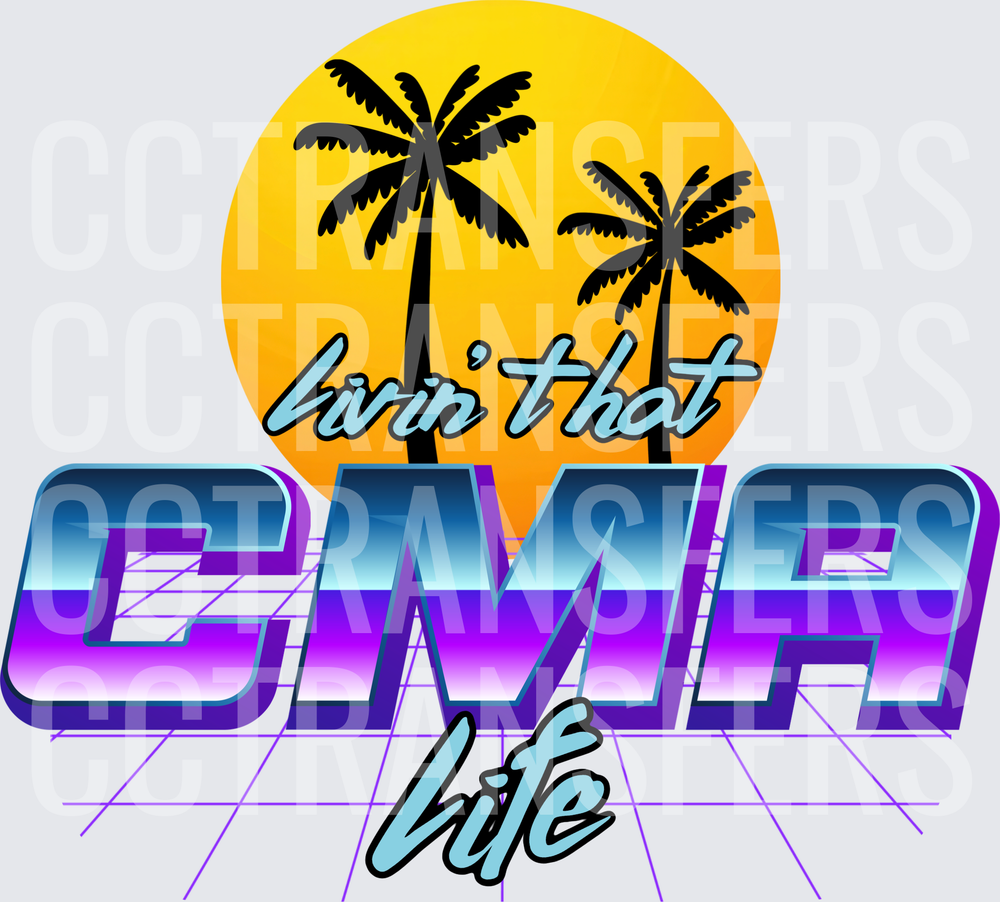 Livin' That CMA Life Retro Sunset Palm Trees (DTF)