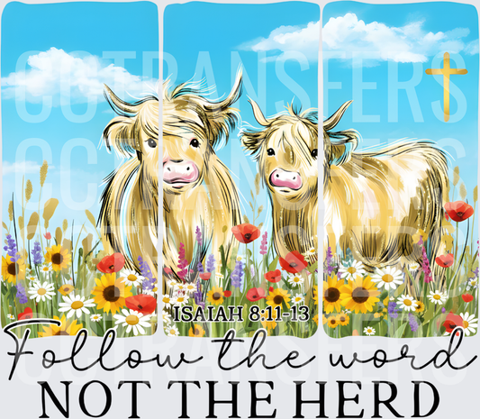 Follow The Word Not The Herd Highland Cows Wildflowers (DTF)