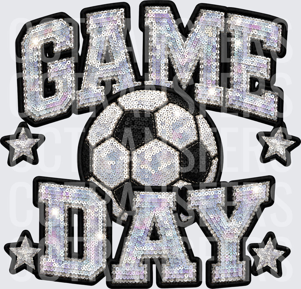 Sequin Holographic Game Day Soccer Ball Stars (DTF)
