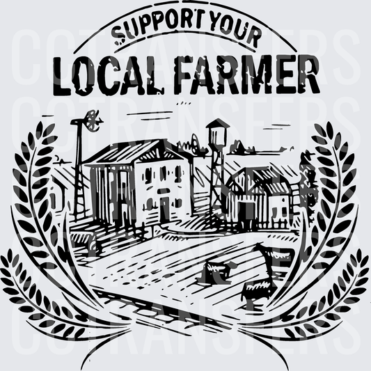 Support Your Local Farmer Farm Scene Wheat Wreath (DTF)