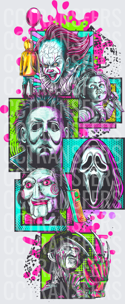 Neon Horror Icons Collage Pop Art Villains (DTF)