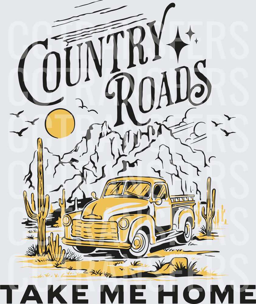 Country Roads Take Me Home Vintage Desert Truck (DTF)