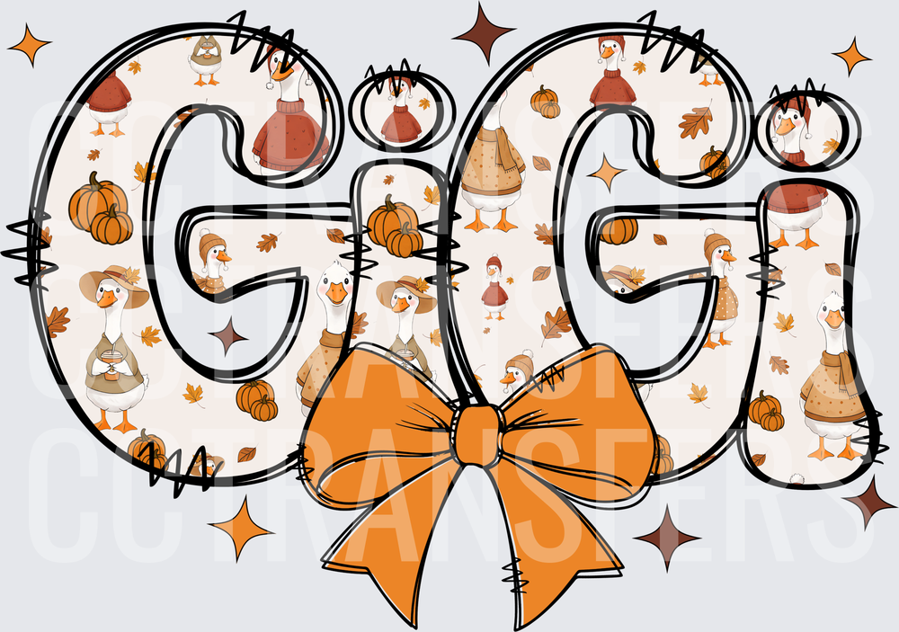 GiGi Fall Geese Pumpkins Autumn Bow Letters (DTF)