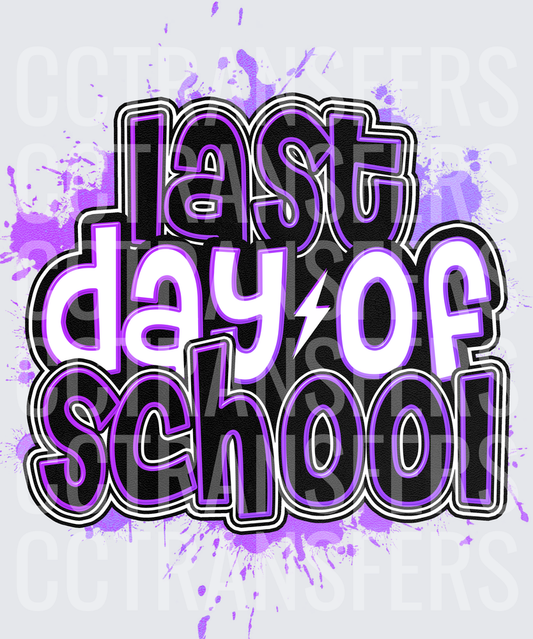 Last Day of School Bold Purple Splatter Lightning (DTF)