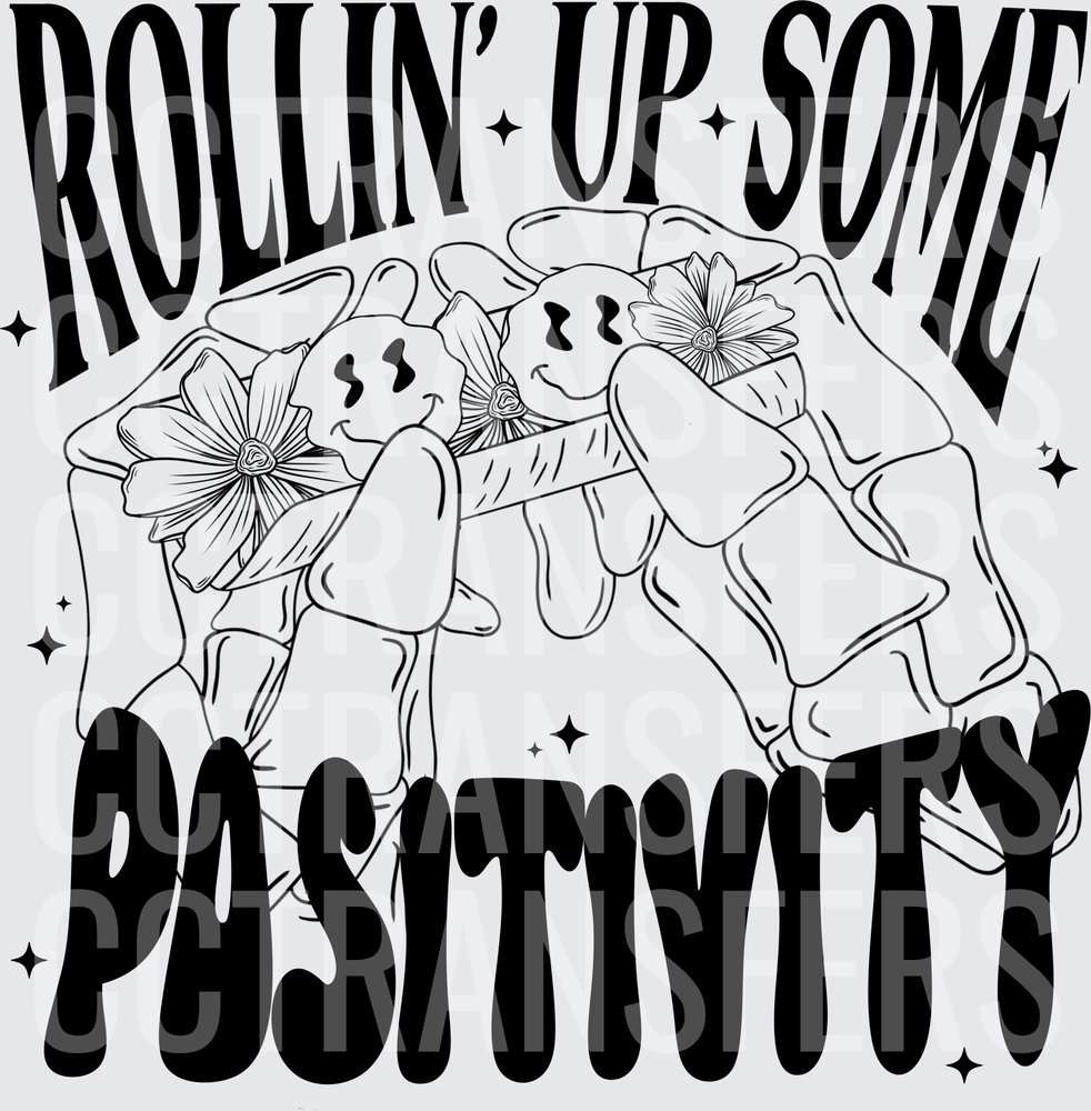 Rollin' Up Some Positivity Smiley Face Hands Floral (DTF)