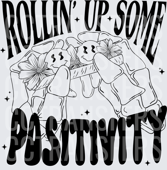 Rollin' Up Some Positivity Smiley Face Hands Floral (DTF)