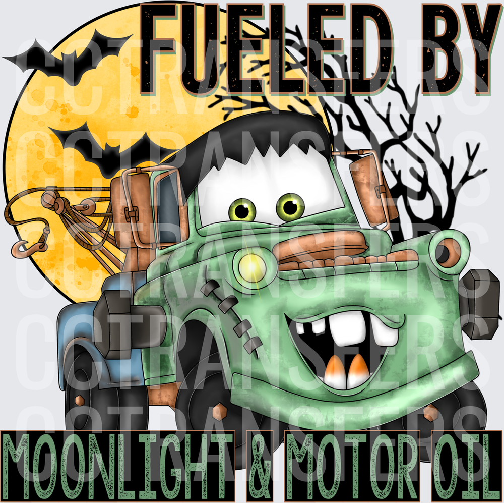 Fueled By Moonlight & Motor Oil Halloween Tow Truck (DTF)
