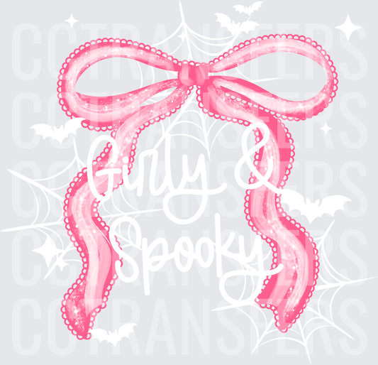 Sparkly Pink Lace Ribbon Bow with Flowing Tails (DTF)