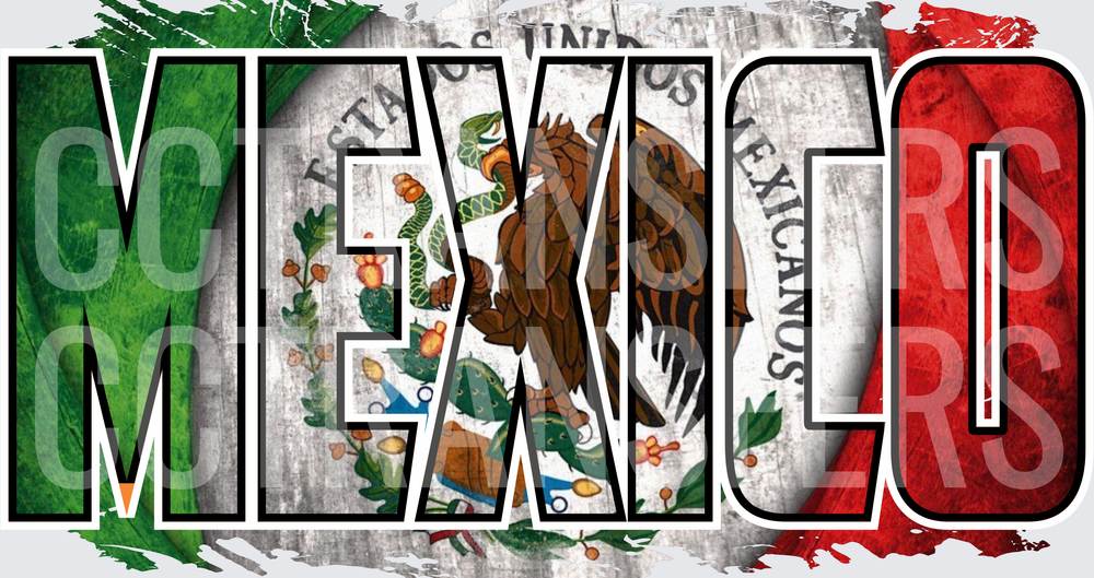 Mexico Bold Letter Flag Eagle Grunge Design (DTF)