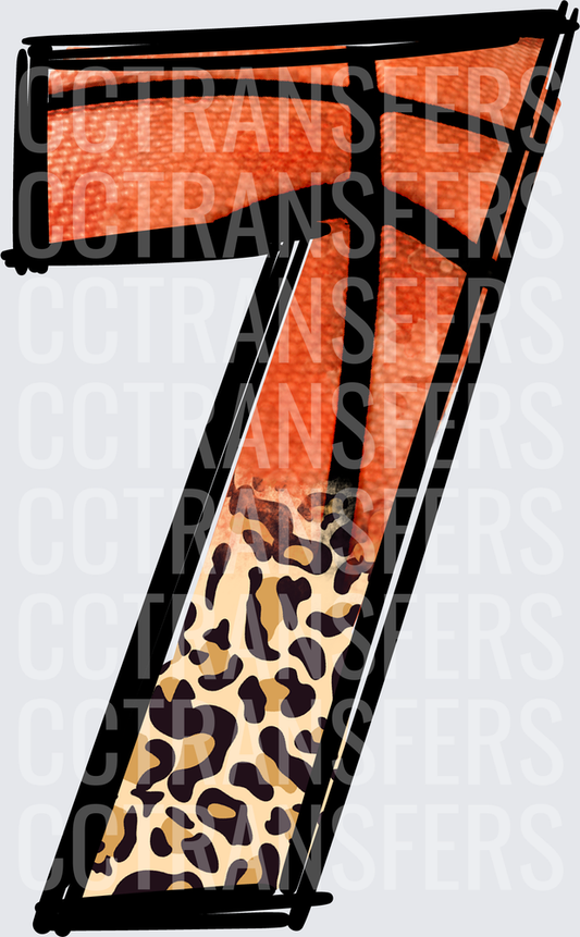Number 7 Basketball and Leopard Print Design (DTF)