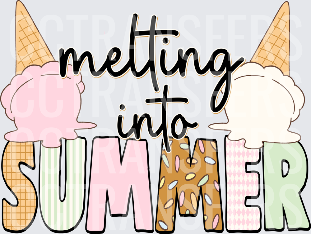 Melting Into Summer Ice Cream Cone Patterned Letters (DTF)