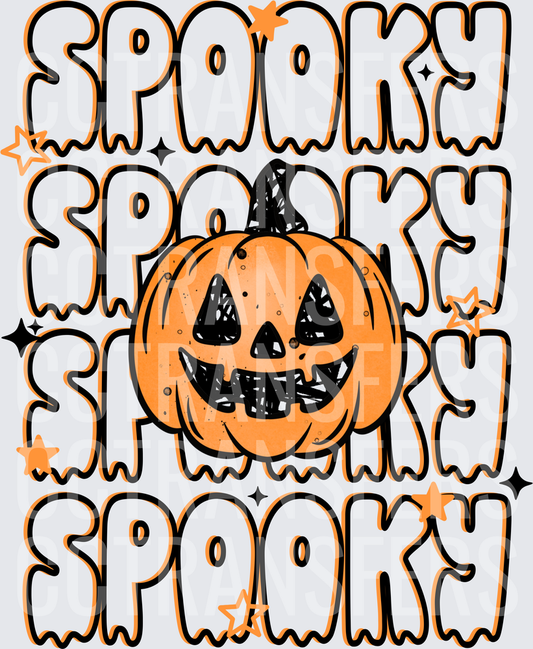Spooky Stacked Text Halloween Jack-O-Lantern Pumpkin (DTF)
