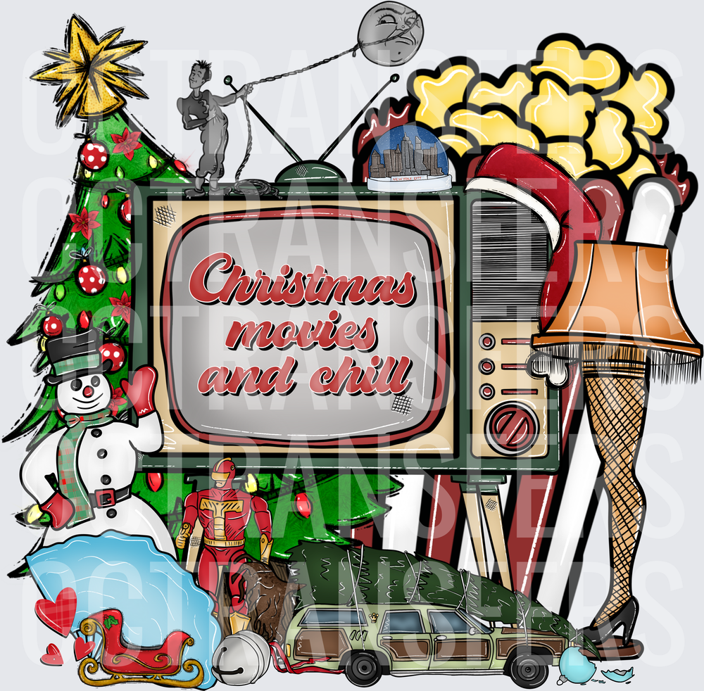 Christmas Movies and Chill Holiday Collage (DTF)
