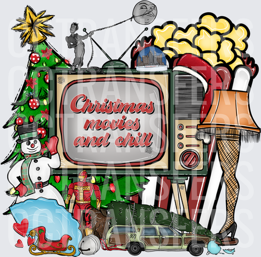 Christmas Movies and Chill Holiday Collage (DTF)