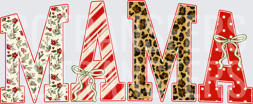 Christmas Mama Mixed Pattern Letters Floral Leopard Polka DTF