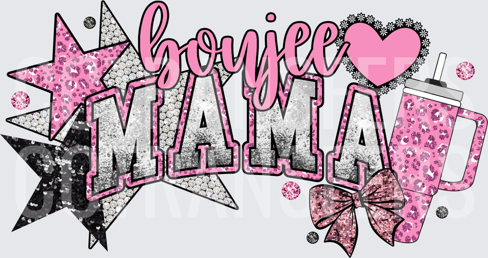 Boujee Mama Glitter Stars Pink Leopard Tumbler Bow (DTF)
