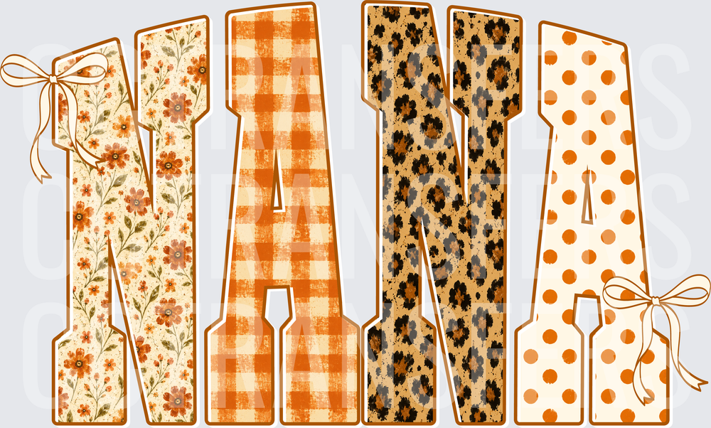 Nana Mixed Pattern Floral Plaid Leopard Polka Dot (DTF)