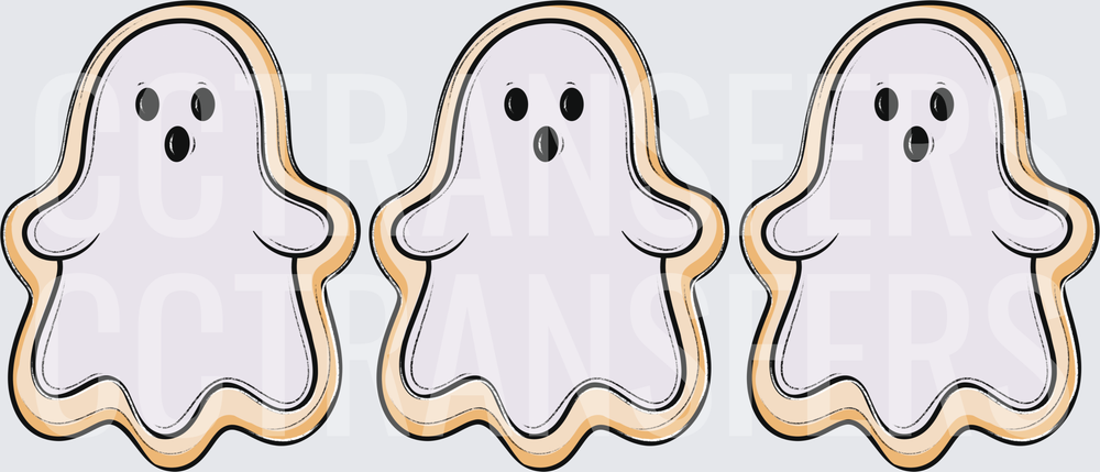Trio of Ghost Shaped Frosted Sugar Cookies (DTF)