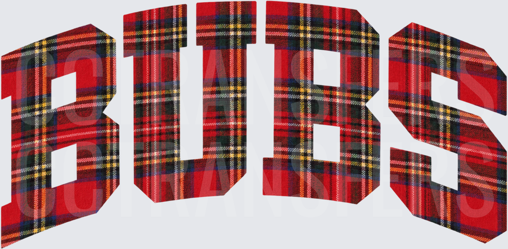 Arched BUBS Red Plaid Varsity Letters (DTF)