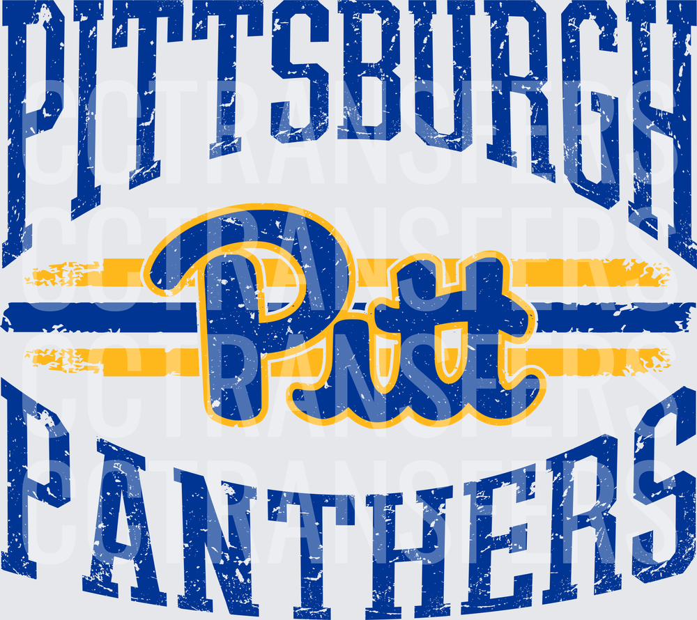 Distressed Blue Gold Panthers Arched Varsity Stripe (DTF)