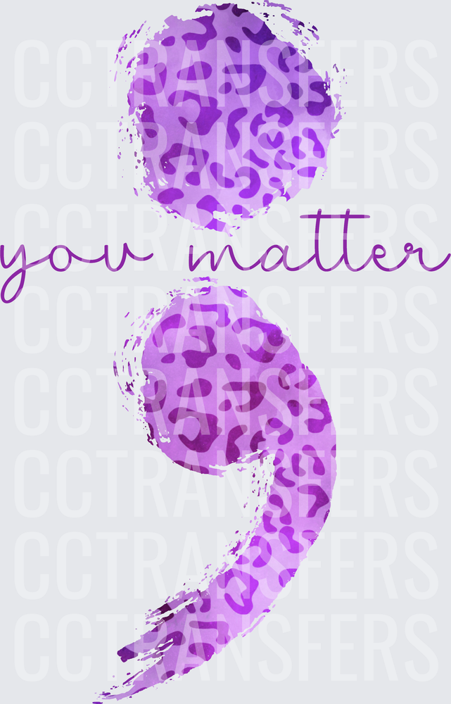 Purple Leopard Semicolon You Matter Mental Health (DTF)