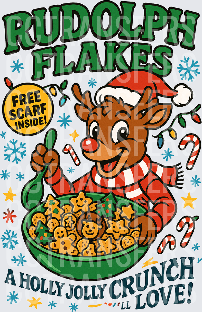 Flakes Holly Jolly Crunch Love Christmas Reindeer (DTF)