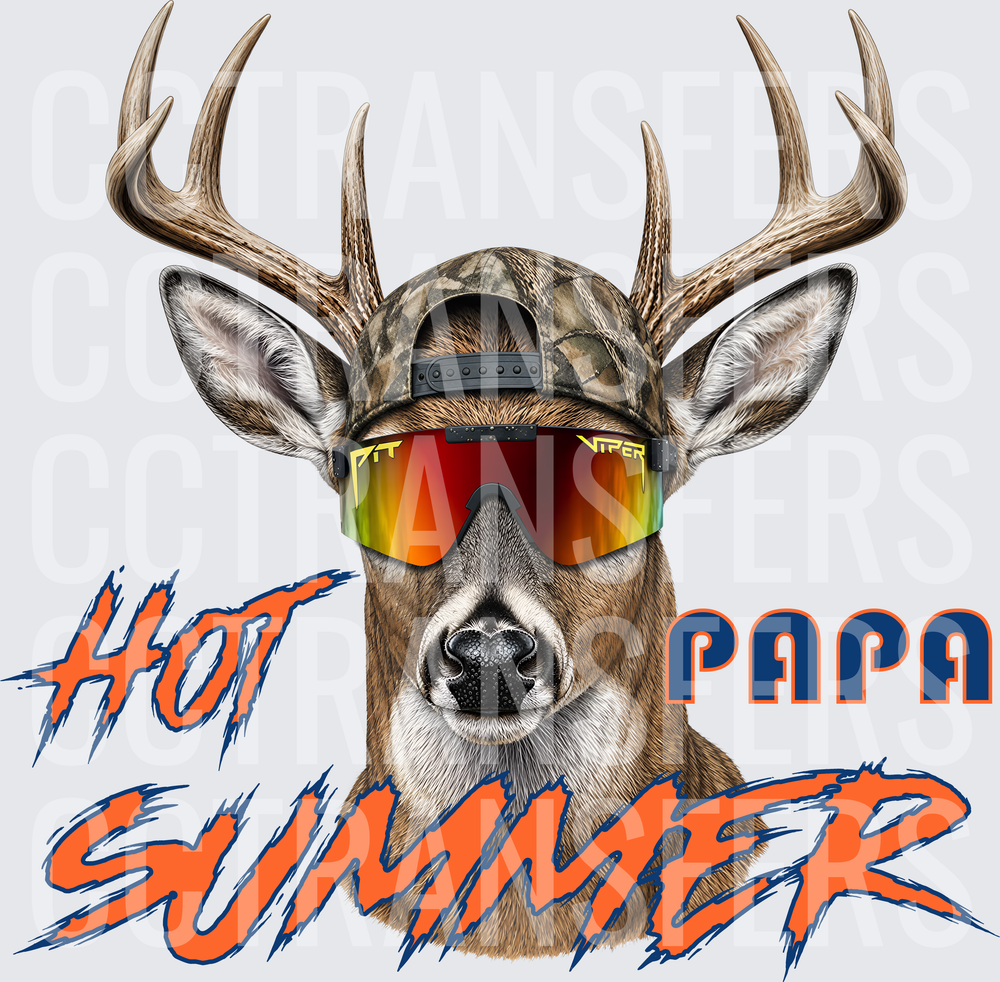 Hot Summer Papa Buck Camo Hat Mirrored Goggles (DTF)