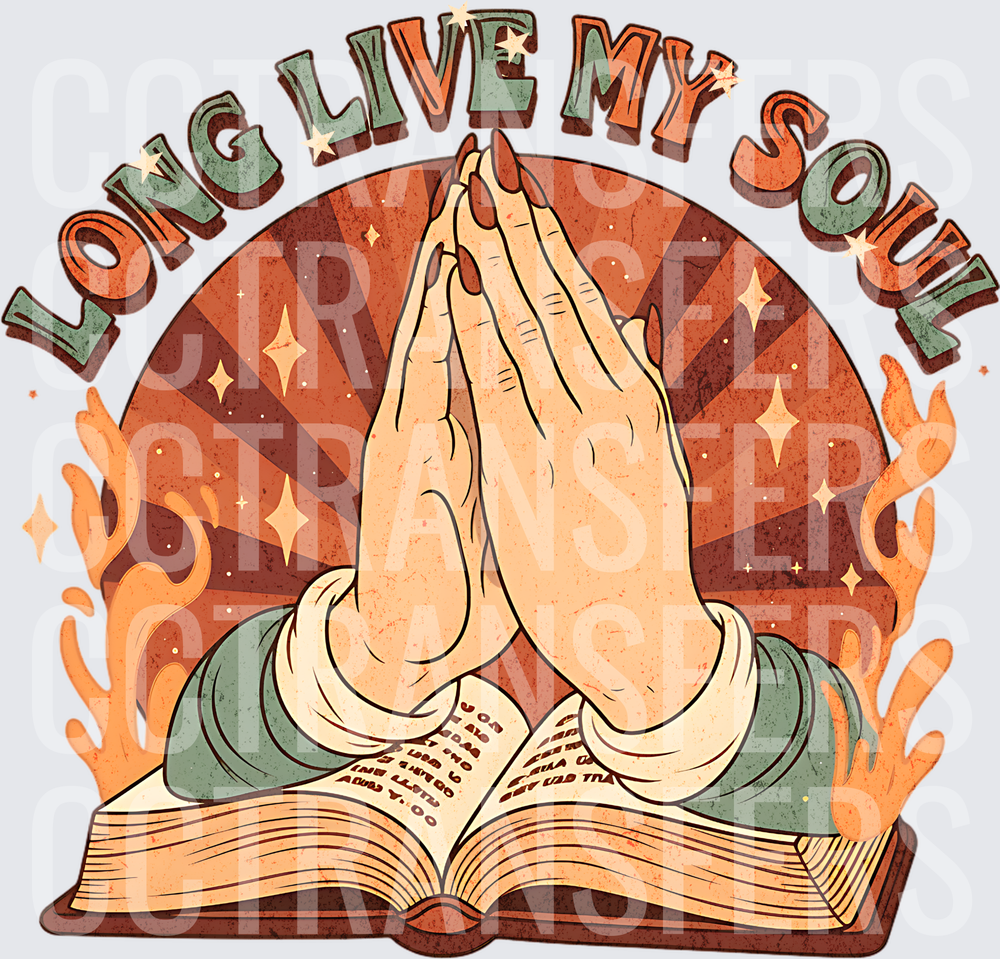 Long Live My Soul Praying Hands Open Bible Retro (DTF)