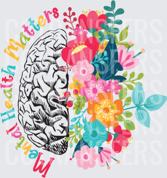 Mental Health Matters Floral Brain Split Design (DTF)