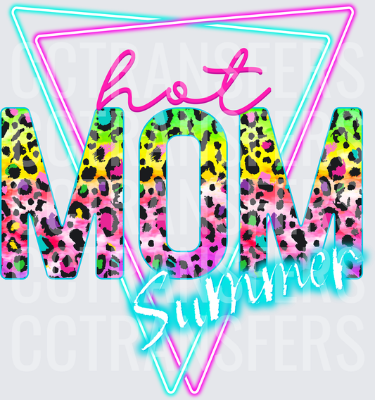 Hot Mom Summer Neon Rainbow Leopard Print (DTF)