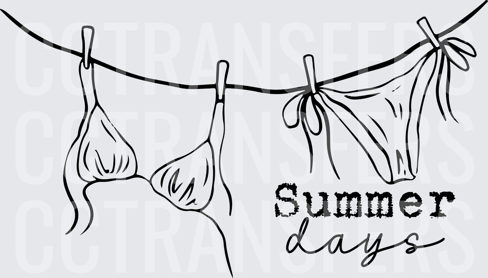 Summer Days Bikini Set on Clothesline (DTF)