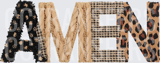AMEN Mixed Texture Leopard Print Bold Letters (DTF)