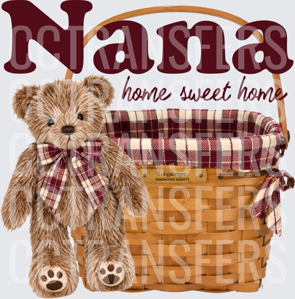 Nana Home Sweet Home Teddy Bear Woven Basket (DTF)