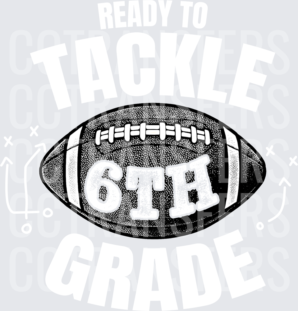 Black and White Football 6TH Grade Design (DTF)